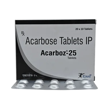 acarboz 25mg tablet Allopathy (Acarbose (25mg)) - Uses in Hindi, Side Effects, Substitutes & Price in India