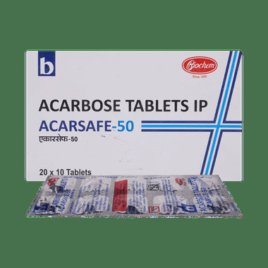 acarsafe 50 tablet Allopathy (Acarbose (50mg)) - Uses in Hindi, Side Effects, Substitutes & Price in India