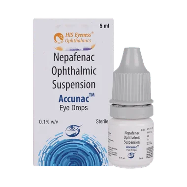 accunac 0.1% eye drop Allopathy (Nepafenac (0.1% w/v)) - Uses in Hindi, Side Effects, Substitutes & Price in India