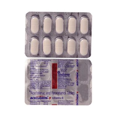 acecloren p  tablet 100mg/325mg Allopathy (Aceclofenac (100mg)) - Uses in Hindi, Side Effects, Substitutes & Price in India