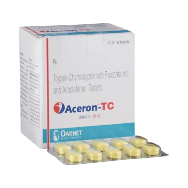 aceron tc tablet Allopathy (Aceclofenac (100mg)) - Uses in Hindi, Side Effects, Substitutes & Price in India