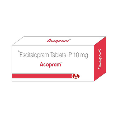 acopram tablet Allopathy (Escitalopram Oxalate (10mg)) - Uses in Hindi, Side Effects, Substitutes & Price in India