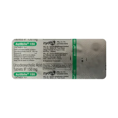 actibile 150 tablet Allopathy (Ursodeoxycholic Acid (150mg)) - Uses in Hindi, Side Effects, Substitutes & Price in India