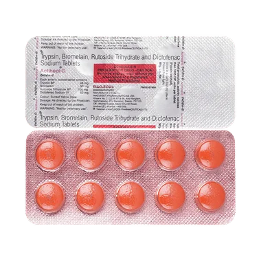 actiheal-d tablet Allopathy (Trypsin (48mg)) - Uses in Hindi, Side Effects, Substitutes & Price in India