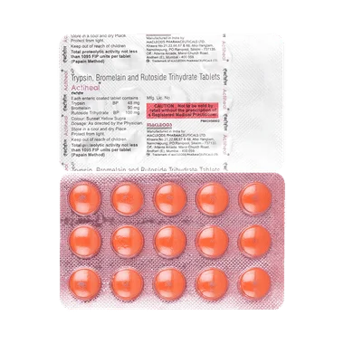 actiheal tablet allopathy (Bromelain (90mg) + Trypsin (48mg)) - Uses in Hindi, Side Effects, Substitutes & Price in India