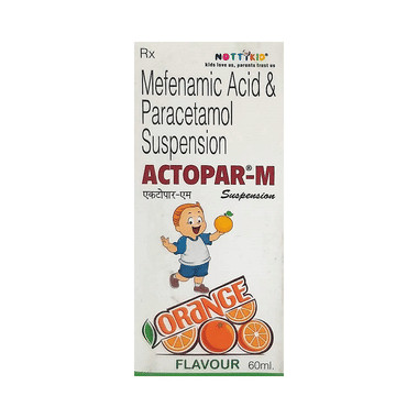 actopar-m oral suspension orange Allopathy (Mefenamic Acid (100mg)) - Uses in Hindi, Side Effects, Substitutes & Price in India