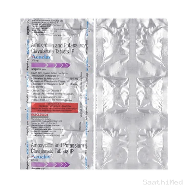 acuclav 375mg tablet Allopathy (Amoxycillin (250mg)) - Uses in Hindi, Side Effects, Substitutes & Price in India
