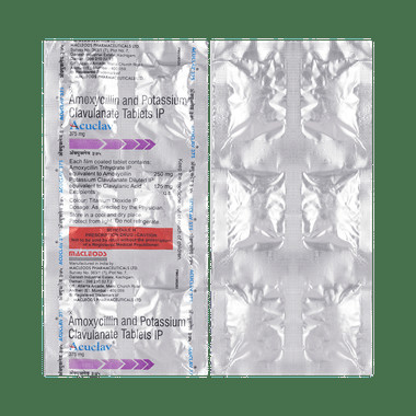 acuclav 375mg tablet Allopathy (Amoxycillin (250mg)) - Uses in Hindi, Side Effects, Substitutes & Price in India