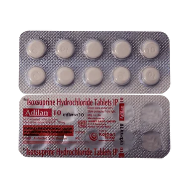 adilan 10 tablet Allopathy (Isoxsuprine (10mg)) - Uses in Hindi, Side Effects, Substitutes & Price in India