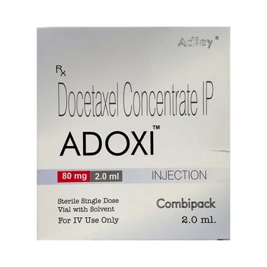 adoxi 80mg injection combipack Allopathy (Docetaxel (80mg)) - Uses in Hindi, Side Effects, Substitutes & Price in India