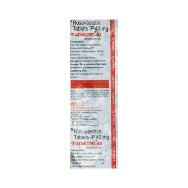 advastat 40mg tablet Allopathy (Rosuvastatin (40mg)) - Uses in Hindi, Side Effects, Substitutes & Price in India