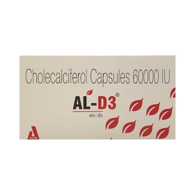 al-d3 soft gelatin capsule Allopathy (Vitamin D3 (60000IU)) - Uses in Hindi, Side Effects, Substitutes & Price in India