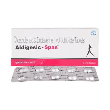 aldigesic spas 80mg/100mg tablet Allopathy (Drotaverine (80mg)) - Uses in Hindi, Side Effects, Substitutes & Price in India