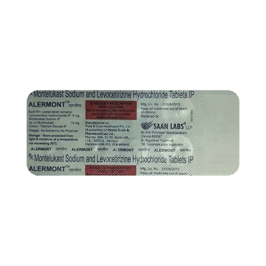 alermont 5mg/10mg tablet Allopathy (Levocetirizine (5mg)) - Uses in Hindi, Side Effects, Substitutes & Price in India