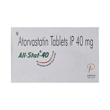 all-stat 40 tablet Allopathy (Atorvastatin (40mg)) - Uses in Hindi, Side Effects, Substitutes & Price in India