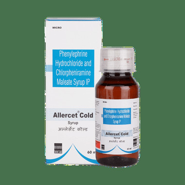 allercet cold syrup Allopathy (Chlorpheniramine Maleate (2mg/5ml)) - Uses in Hindi, Side Effects, Substitutes & Price in India