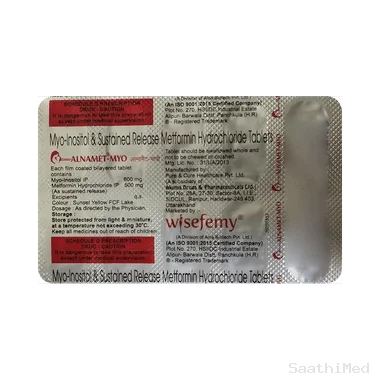 alnamet myo 500mg/600mg tablet Allopathy (Metformin (500mg)) - Uses in Hindi, Side Effects, Substitutes & Price in India
