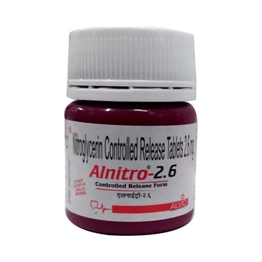 alnitro 2.6 tablet cr Allopathy (Nitroglycerin (2.6mg)) - Uses in Hindi, Side Effects, Substitutes & Price in India