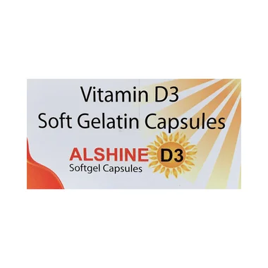 alshine d3 softgel capsule Allopathy (Vitamin D3 (60000IU)) - Uses in Hindi, Side Effects, Substitutes & Price in India