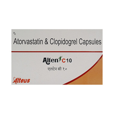 alten c 10 capsule Allopathy (Atorvastatin (10mg)) - Uses in Hindi, Side Effects, Substitutes & Price in India