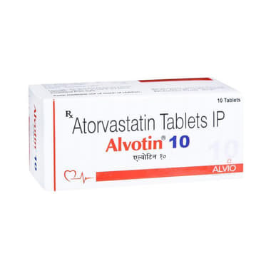 alvotin 10mg tablet Allopathy (Atorvastatin (10mg)) - Uses in Hindi, Side Effects, Substitutes & Price in India