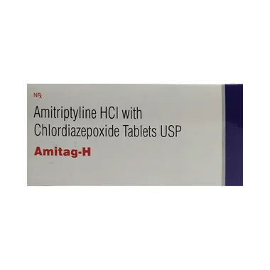amitag-h tablet allopathy (Amitriptyline (12.5mg) + Chlordiazepoxide (5mg)) - Uses in Hindi, Side Effects, Substitutes & Price in India