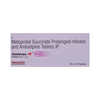 amlovas-m 2.5/25 tablet pr Allopathy (Amlodipine (2.5mg)) - Uses in Hindi, Side Effects, Substitutes & Price in India