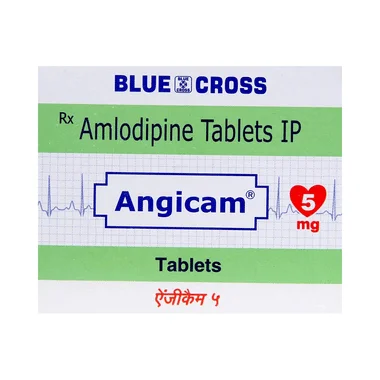 angicam 5mg tablet Allopathy (Amlodipine (5mg)) - Uses in Hindi, Side Effects, Substitutes & Price in India