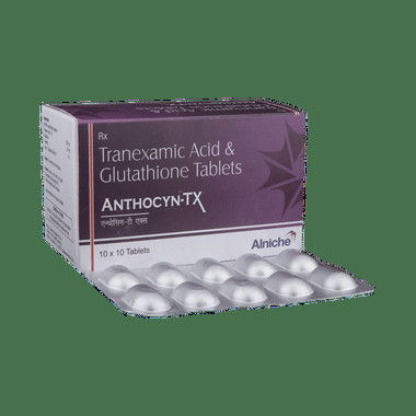 anthocyn-tx tablet Allopathy (Tranexamic Acid (250mg)) - Uses in Hindi, Side Effects, Substitutes & Price in India
