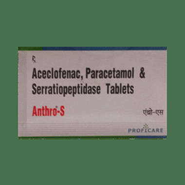 anthro-s tablet Allopathy (Aceclofenac (100mg)) - Uses in Hindi, Side Effects, Substitutes & Price in India