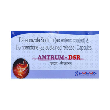 antrum-dsr capsule capsule sr Allopathy (Domperidone (30mg)) - Uses in Hindi, Side Effects, Substitutes & Price in India