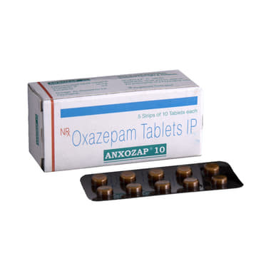 Anxozap 10 Tablet Allopathy (Oxazepam (10mg)) - Uses in Hindi, Side Effects, Substitutes & Price in India