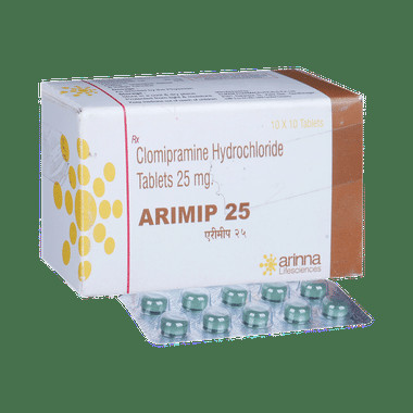 arimip 25mg tablet Allopathy (Clomipramine (25mg)) - Uses in Hindi, Side Effects, Substitutes & Price in India