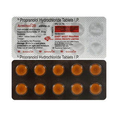 arminol 20mg tablet Allopathy (Propranolol (20mg)) - Uses in Hindi, Side Effects, Substitutes & Price in India