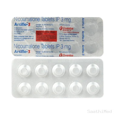 artiflo 3mg tablet Allopathy (Acenocoumarol (3mg)) - Uses in Hindi, Side Effects, Substitutes & Price in India