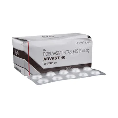 arvast 40 tablet Allopathy (Rosuvastatin (40mg)) - Uses in Hindi, Side Effects, Substitutes & Price in India