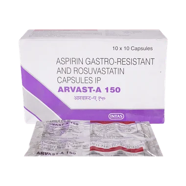 arvast-a 150 capsule Allopathy (Rosuvastatin (10mg)) - Uses in Hindi, Side Effects, Substitutes & Price in India