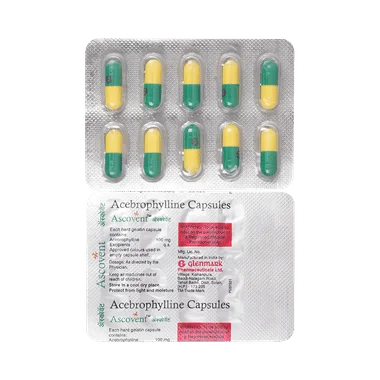 ascovent 100mg capsule Allopathy (Acebrophylline (100mg)) - Uses in Hindi, Side Effects, Substitutes & Price in India