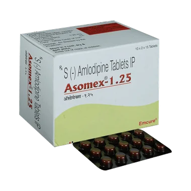 asomex 1.25mg tablet Allopathy (Amlodipine (1.25mg)) - Uses in Hindi, Side Effects, Substitutes & Price in India