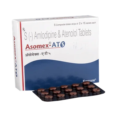 asomex-at 5 tablet Allopathy (S-Amlodipine (5mg)) - Uses in Hindi, Side Effects, Substitutes & Price in India