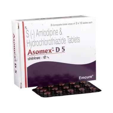 asomex-d 5 tablet Allopathy (Amlodipine (5mg)) - Uses in Hindi, Side Effects, Substitutes & Price in India