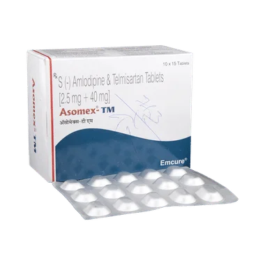 asomex-tm tablet Allopathy (S-Amlodipine (2.5mg)) - Uses in Hindi, Side Effects, Substitutes & Price in India
