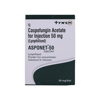asponet 50 injection Allopathy (Caspofungin (50mg)) - Uses in Hindi, Side Effects, Substitutes & Price in India