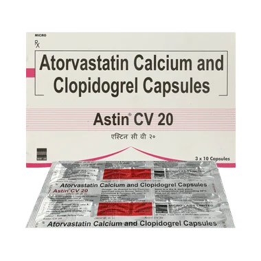 astin cv 20 capsule Allopathy (Atorvastatin (20mg)) - Uses in Hindi, Side Effects, Substitutes & Price in India