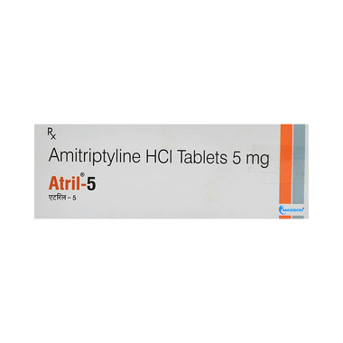 atril 5 tablet allopathy (Amitriptyline (5mg)) - Uses in Hindi, Side Effects, Substitutes & Price in India