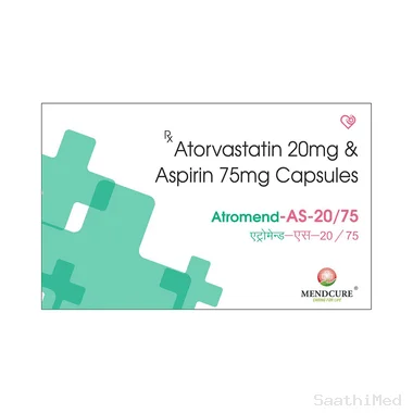 atromend-as 20/75 capsule Allopathy (Atorvastatin (20mg)) - Uses in Hindi, Side Effects, Substitutes & Price in India