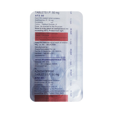 atz 50 tablet Allopathy (Azathioprine (50mg)) - Uses in Hindi, Side Effects, Substitutes & Price in India