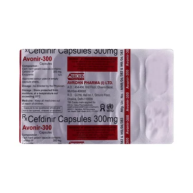 avonir 300 capsule Allopathy (Cefdinir (300mg)) - Uses in Hindi, Side Effects, Substitutes & Price in India