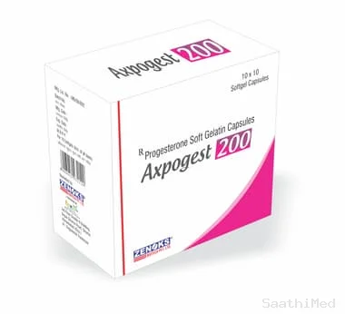 axpogest 200 soft gelatin capsule Allopathy (Progesterone (Natural Micronized) (200mg)) - Uses in Hindi, Side Effects, Substitutes & Price in India