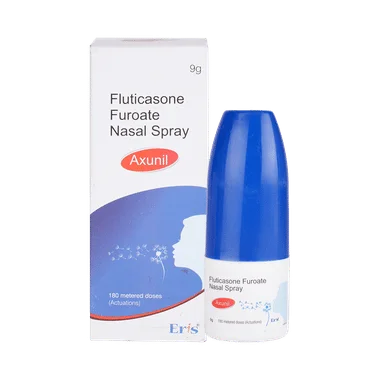 axunil nasal spray Allopathy (Fluticasone Propionate (27.5mcg)) - Uses in Hindi, Side Effects, Substitutes & Price in India